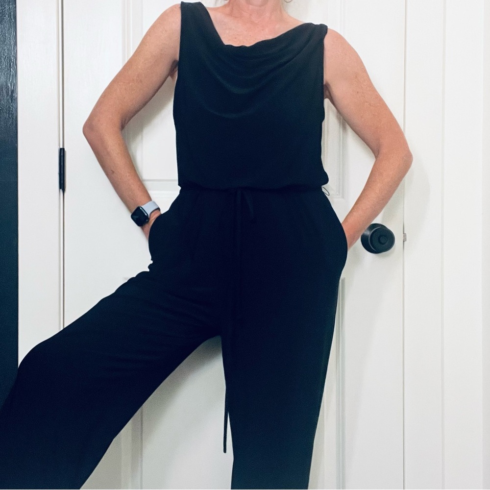 Marina Black Sleeveless Cowl Neck Romper/Jumpsuit. Size M.